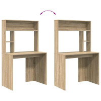 Produktbild för Skrivbord med hylla Sonoma-ek 91 x 50 x 149 cm Konstruerat trä