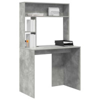 Produktbild för Skrivbord med hylla Betonggrå 91 x 50 x 149 cm Konstruerat trä