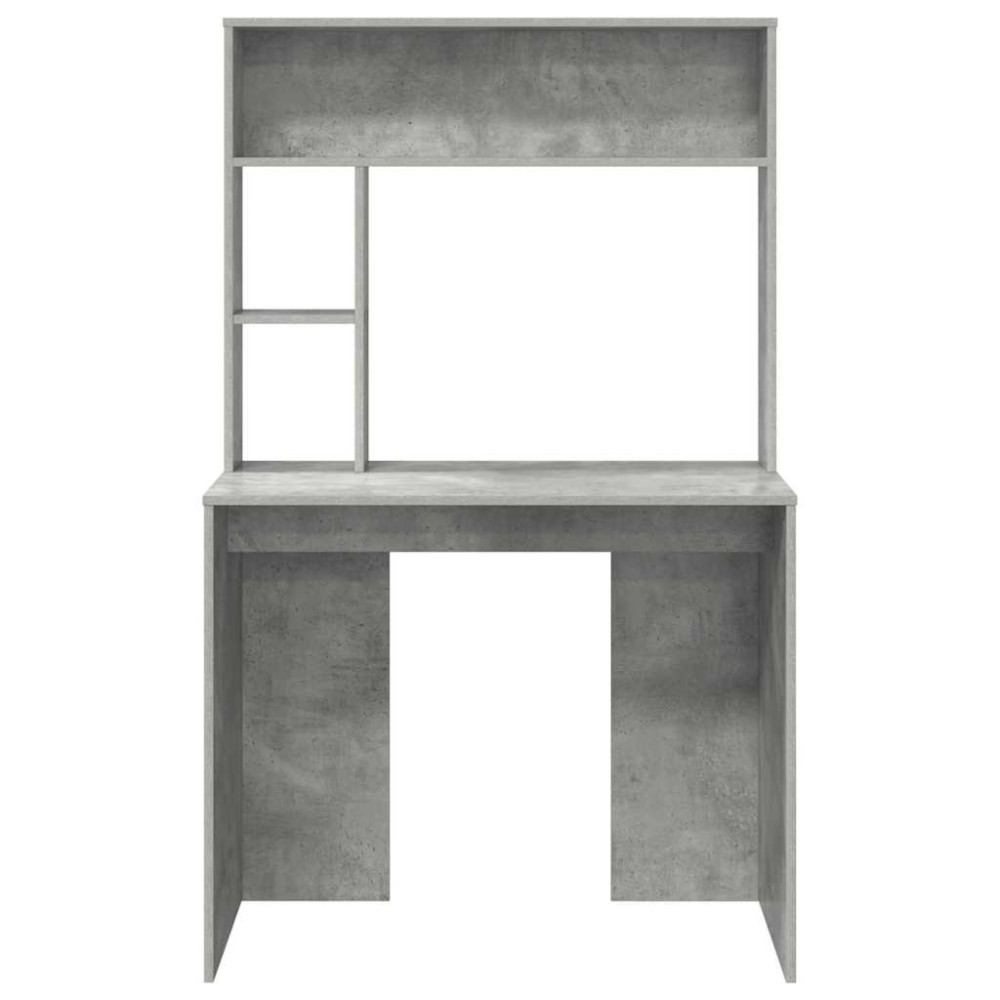 Produktbild för Skrivbord med hylla Betonggrå 91 x 50 x 149 cm Konstruerat trä