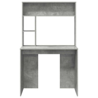 Produktbild för Skrivbord med hylla Betonggrå 91 x 50 x 149 cm Konstruerat trä
