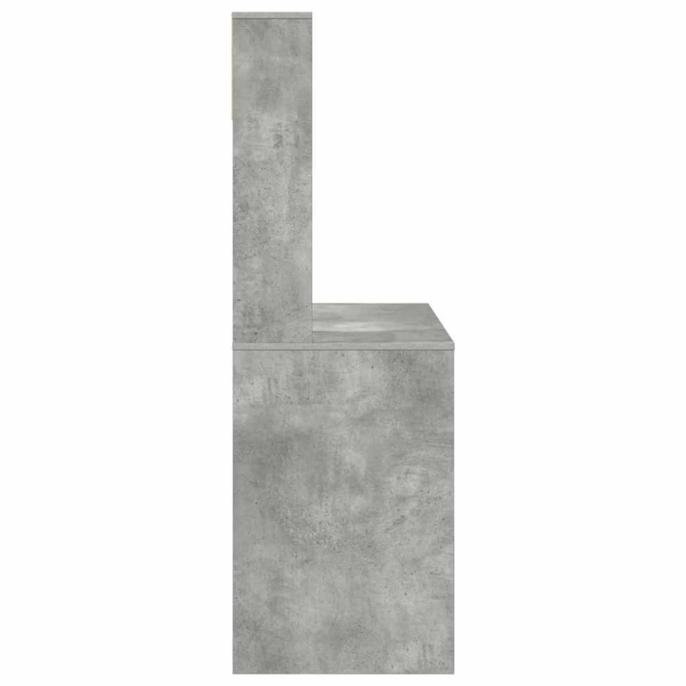 Produktbild för Skrivbord med hylla Betonggrå 91 x 50 x 149 cm Konstruerat trä