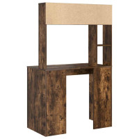 Produktbild för Skrivbord med hylla Rökt ek 91 x 50 x 149 cm Konstruerat trä