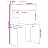 Produktbild för Skrivbord Gammalt trä 91 x 50 x 149 cm Konstruerat trä