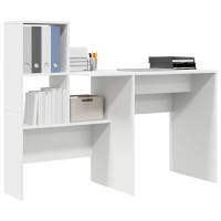Produktbild för Skrivbord med hylla Vit 131,5 x 50 x 106,5 cm Konstruerat trä