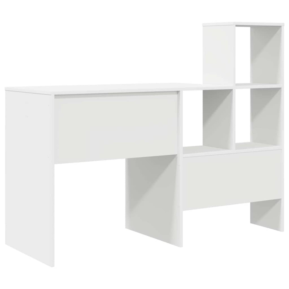 Produktbild för Skrivbord med hylla Vit 131,5 x 50 x 106,5 cm Konstruerat trä