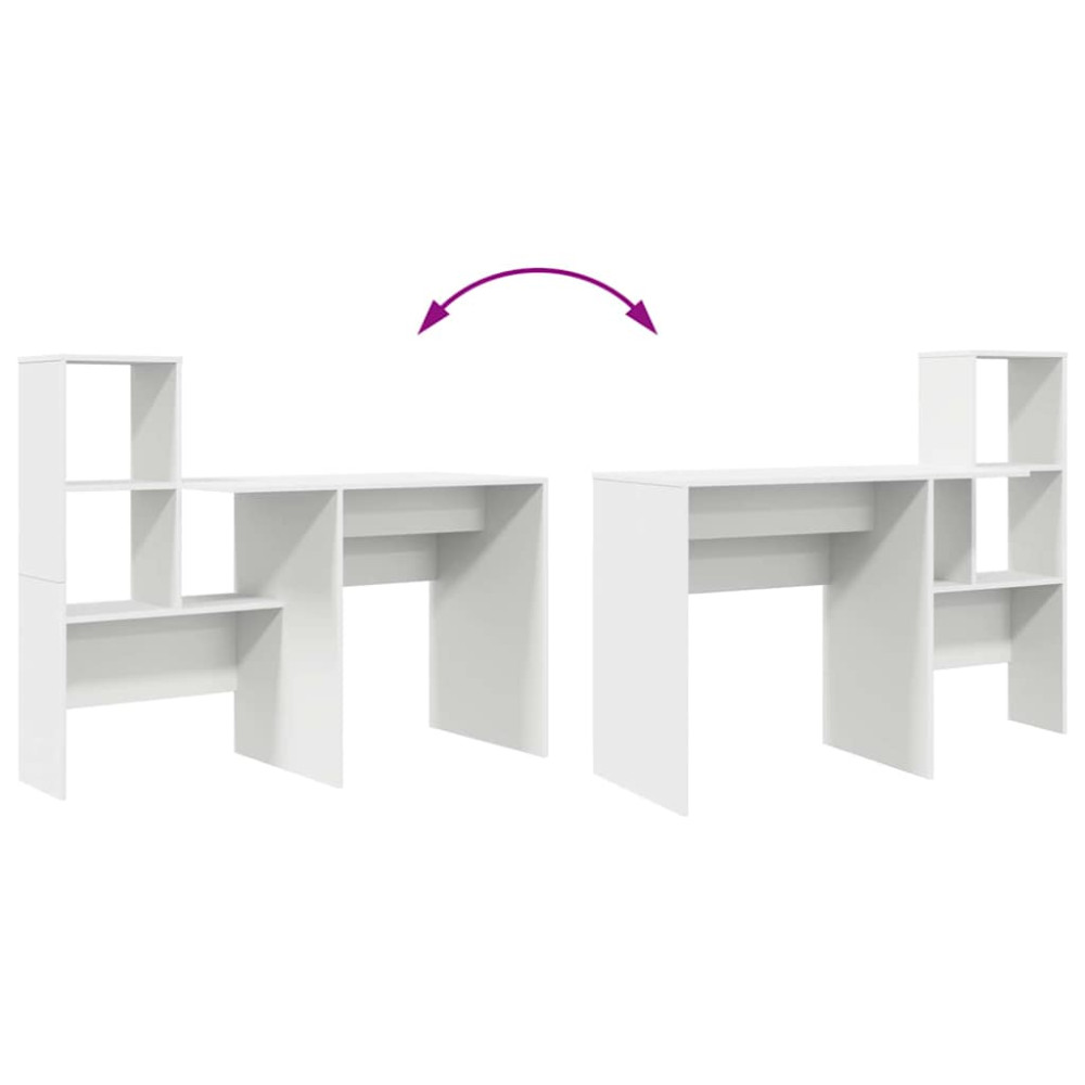 Produktbild för Skrivbord med hylla Vit 131,5 x 50 x 106,5 cm Konstruerat trä