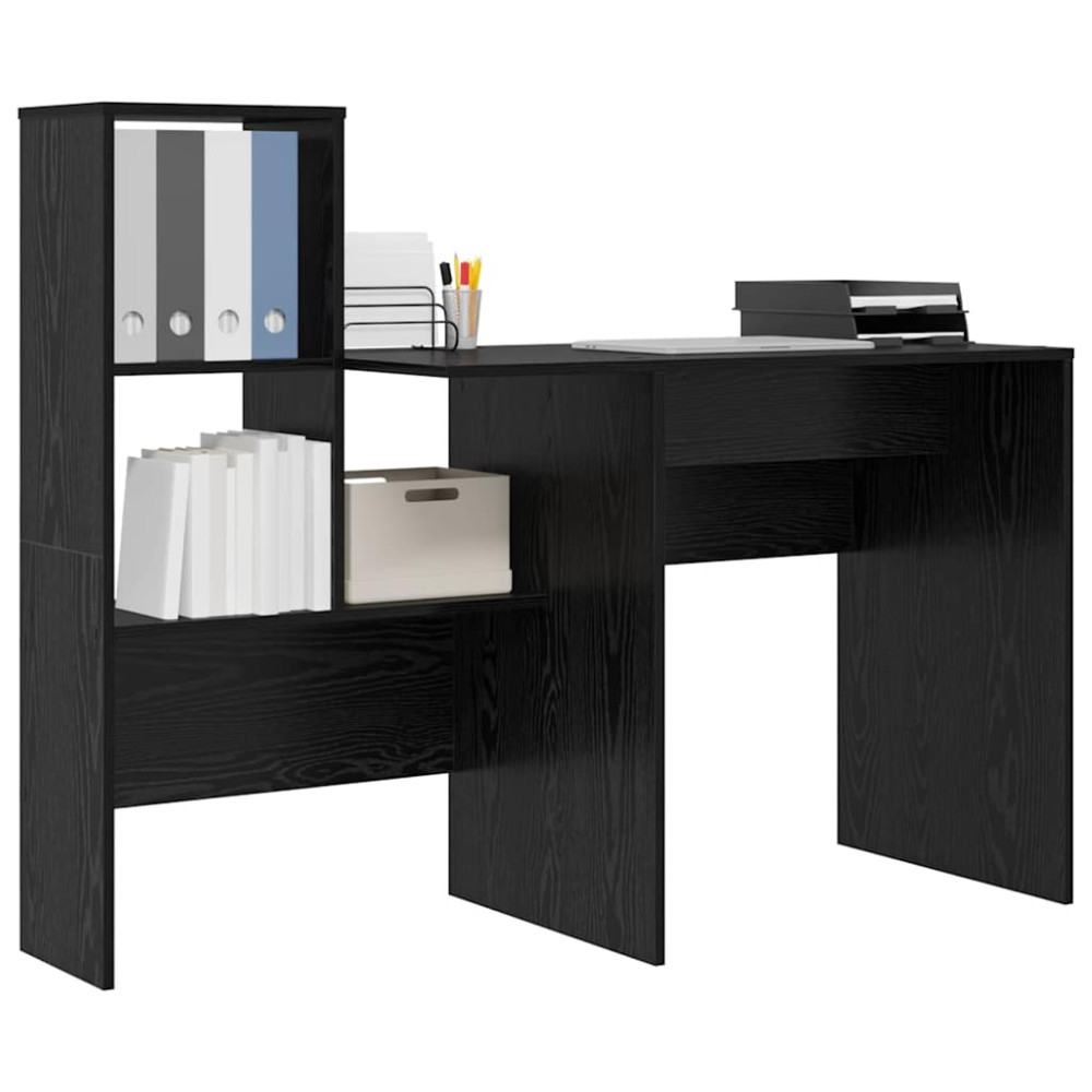 Produktbild för Skrivbord Svart Ek 131,5 x 50 x 106,5 cm Konstruerat trä