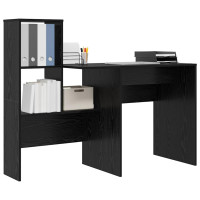 Produktbild för Skrivbord Svart Ek 131,5 x 50 x 106,5 cm Konstruerat trä