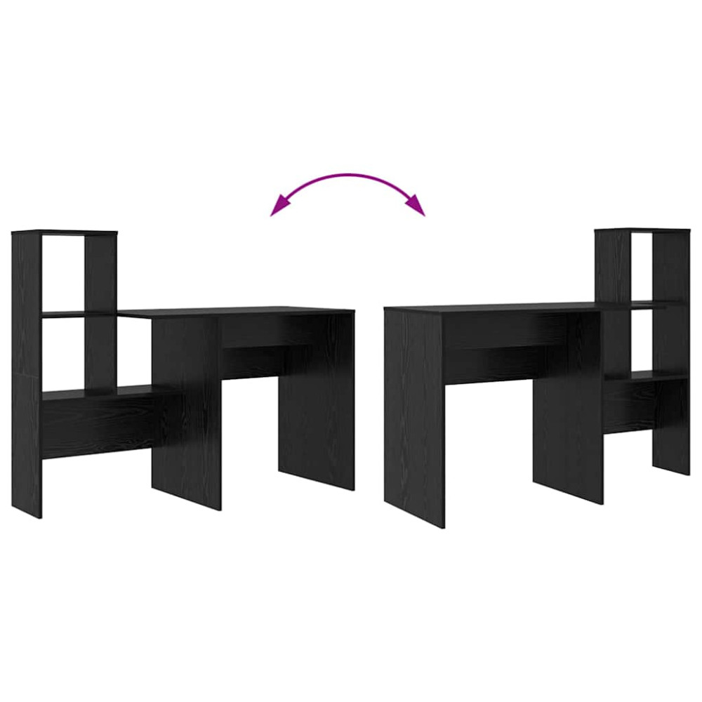 Produktbild för Skrivbord Svart Ek 131,5 x 50 x 106,5 cm Konstruerat trä