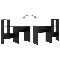 Produktbild för Skrivbord Svart Ek 131,5 x 50 x 106,5 cm Konstruerat trä