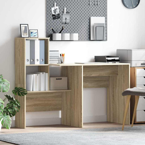 vidaXL Skrivbord Sonoma-ek 131,5 x 50 x 106,5 cm Konstruerat trä