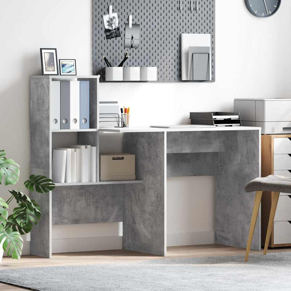 Produktbild för Skrivbord Betonggrå 131,5 x 50 x 106,5 cm Konstruerat trä