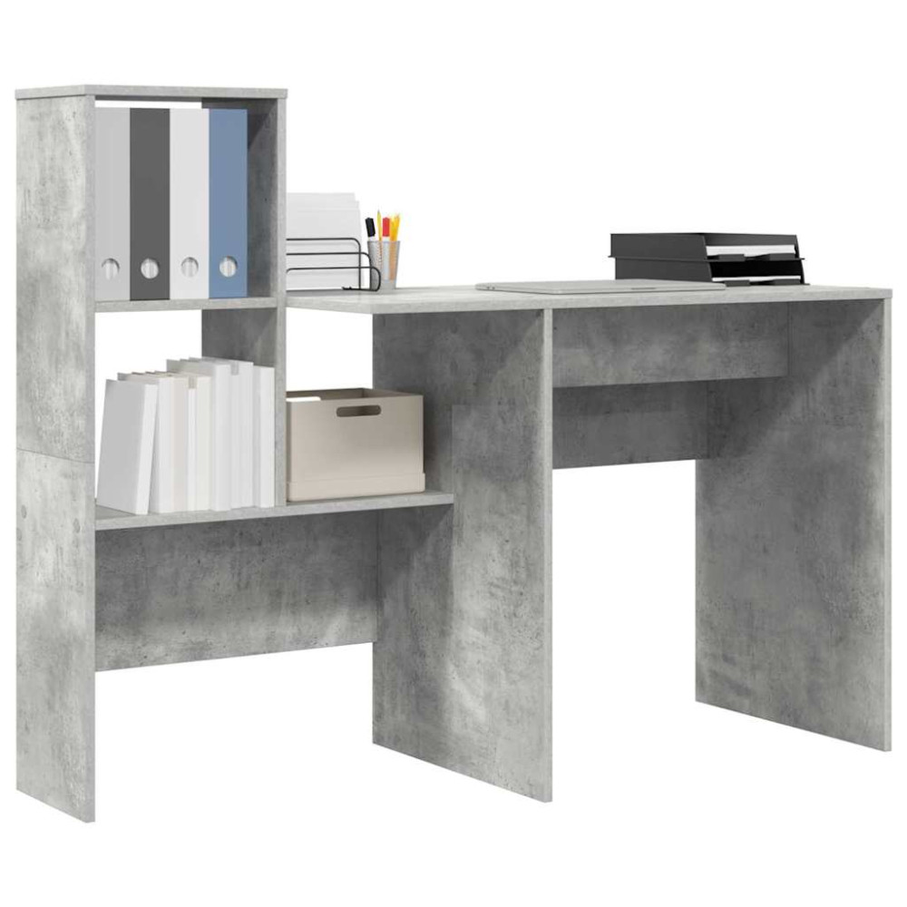 Produktbild för Skrivbord Betonggrå 131,5 x 50 x 106,5 cm Konstruerat trä