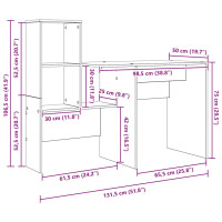 Produktbild för Skrivbord Betonggrå 131,5 x 50 x 106,5 cm Konstruerat trä