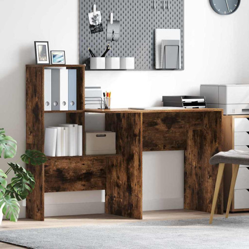 vidaXL Skrivbord Rökt ek 131,5 x 50 x 106,5 cm Konstruerat trä