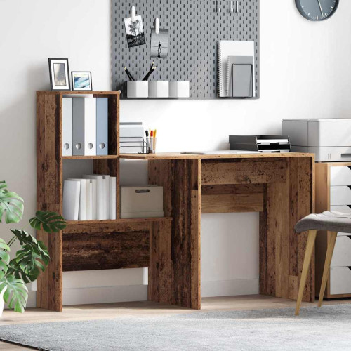 vidaXL Skrivbord Gammalt trä 131,5 x 50 x 106,5 cm Konstruerat trä