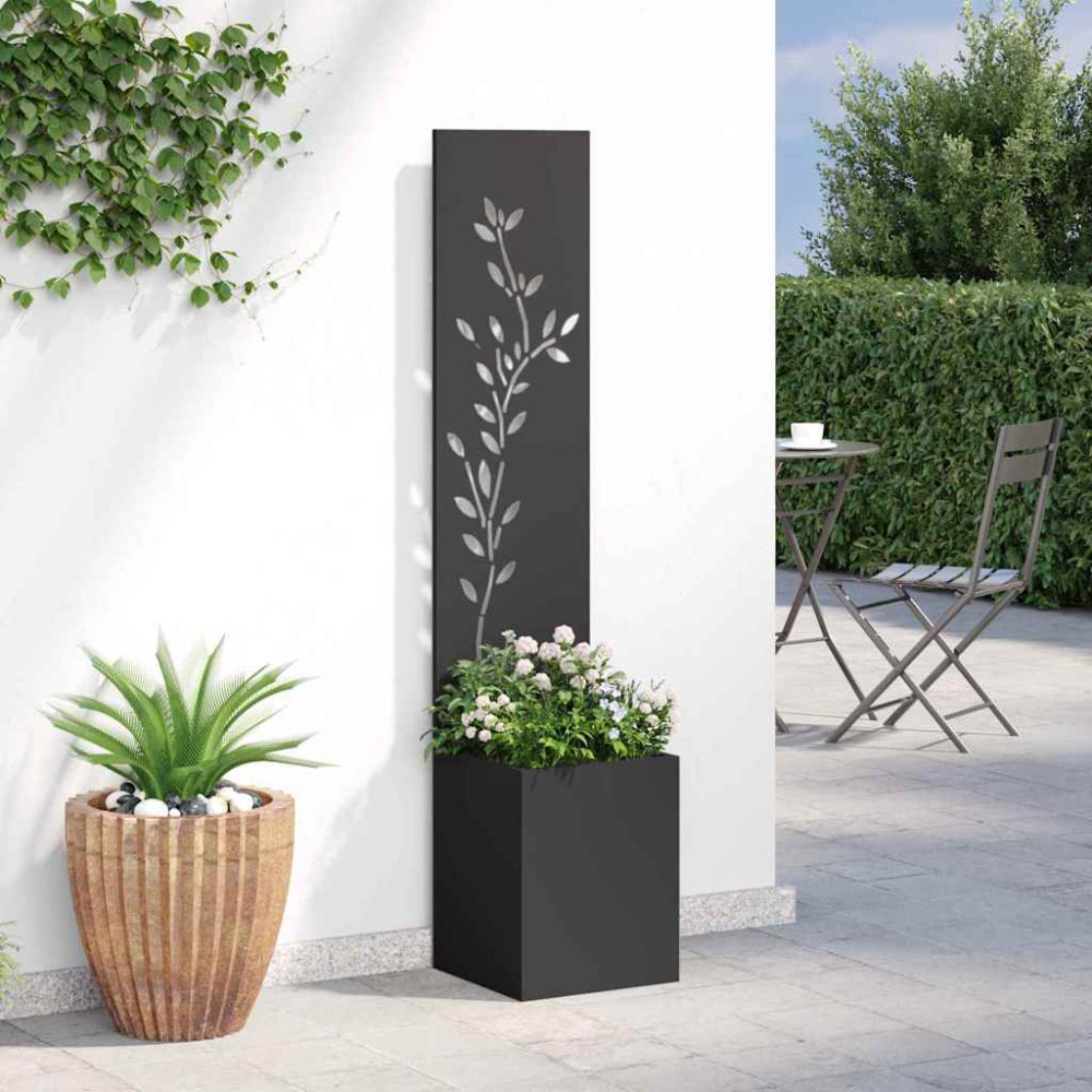 Produktbild för Trädgårds integritetsskärm Blommor Svart 32 x 32 x 150 cm