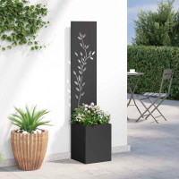 Produktbild för Trädgårds integritetsskärm Blommor Svart 32 x 32 x 150 cm