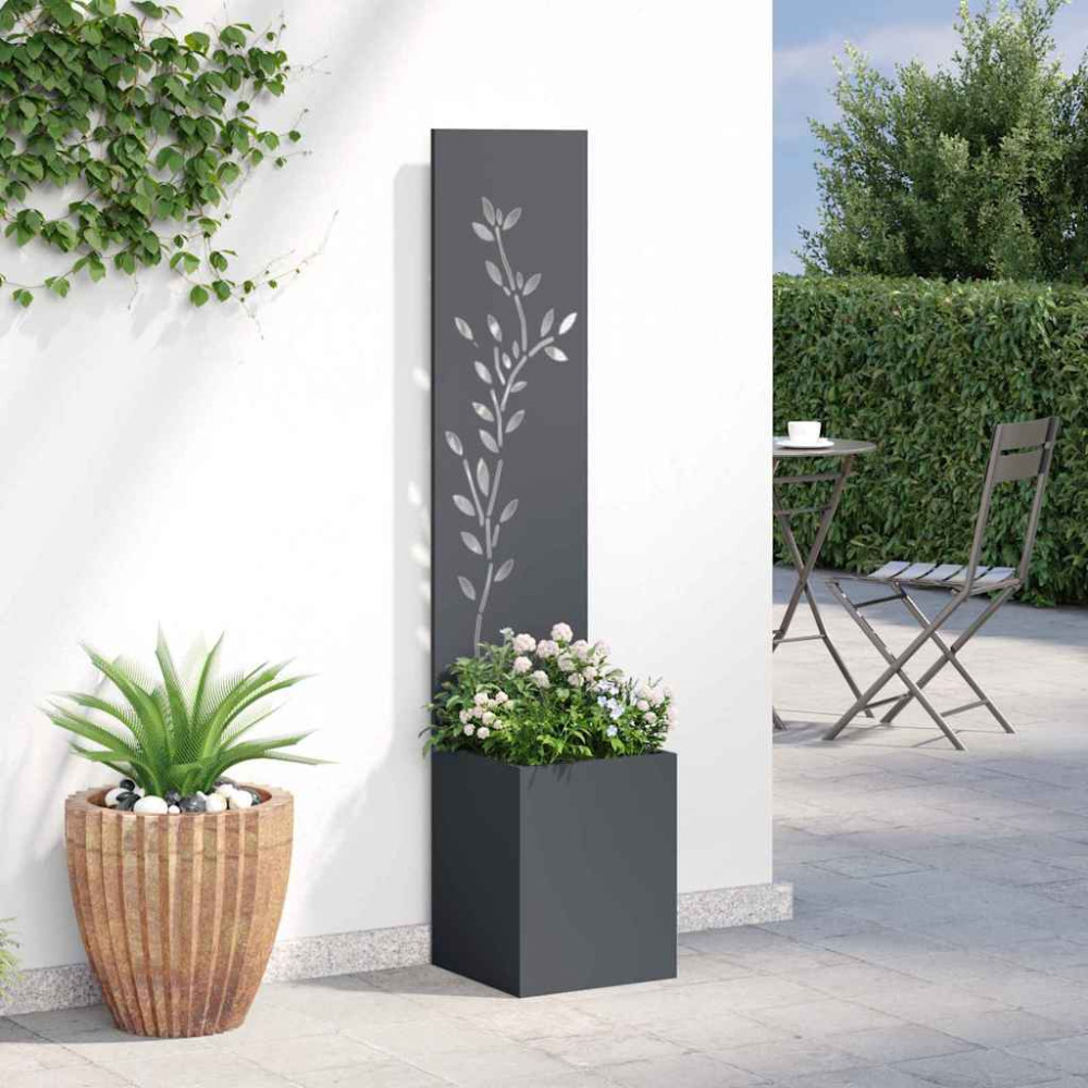 Produktbild för Trädgårds integritetsskärm Blommor Antracit 32 x 32 x 150 cm