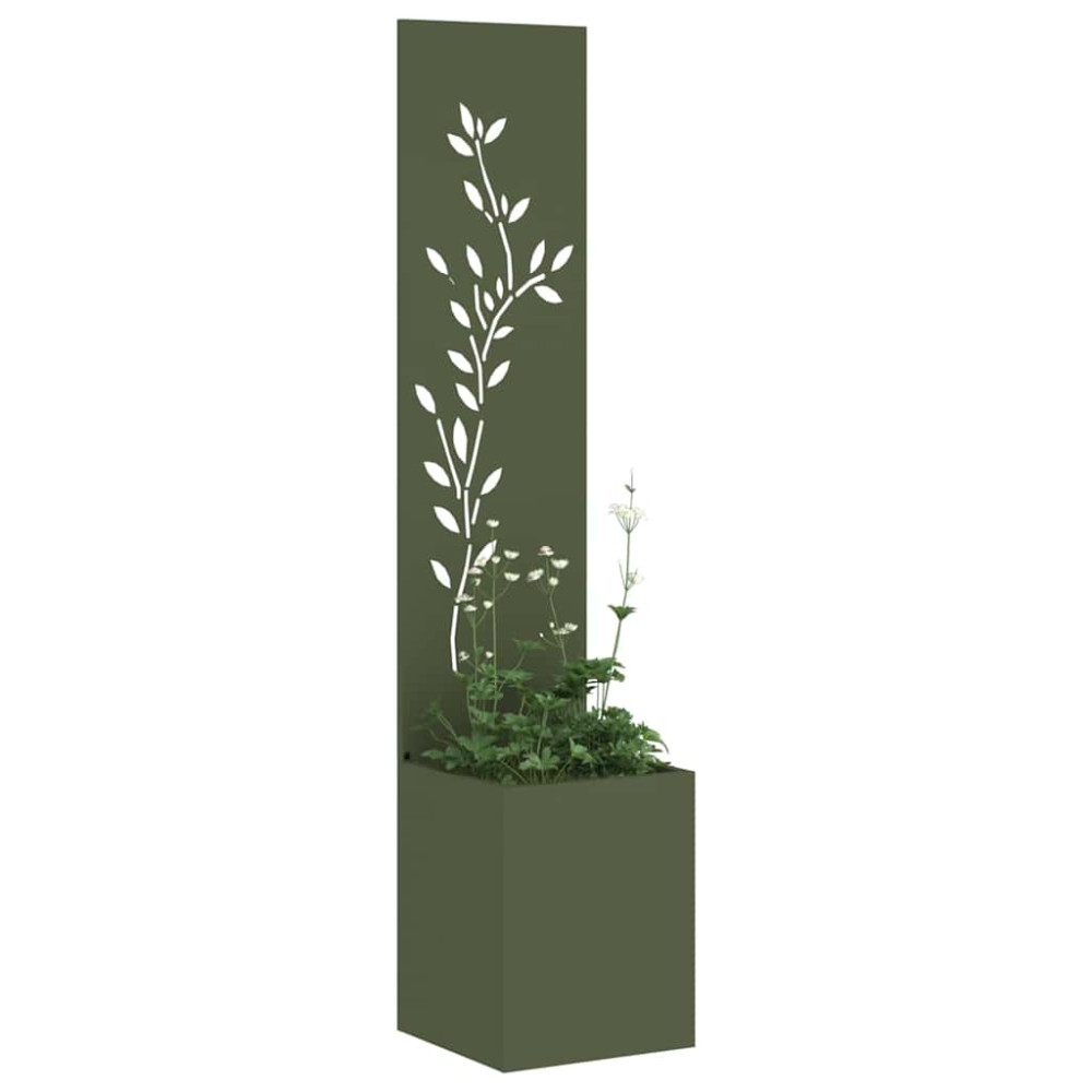 Produktbild för Trädgårds integritetsskärm Blommor Olivgrön 32 x 32 x 150 cm