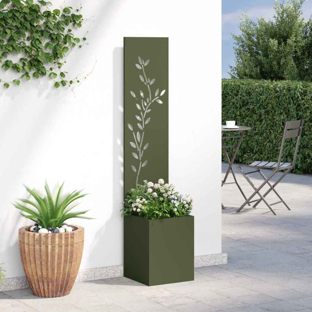 Produktbild för Trädgårds integritetsskärm Blommor Olivgrön 32 x 32 x 150 cm