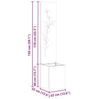 Produktbild för Trädgårds integritetsskärm Blommor Silver 32 x 32 x 150 cm