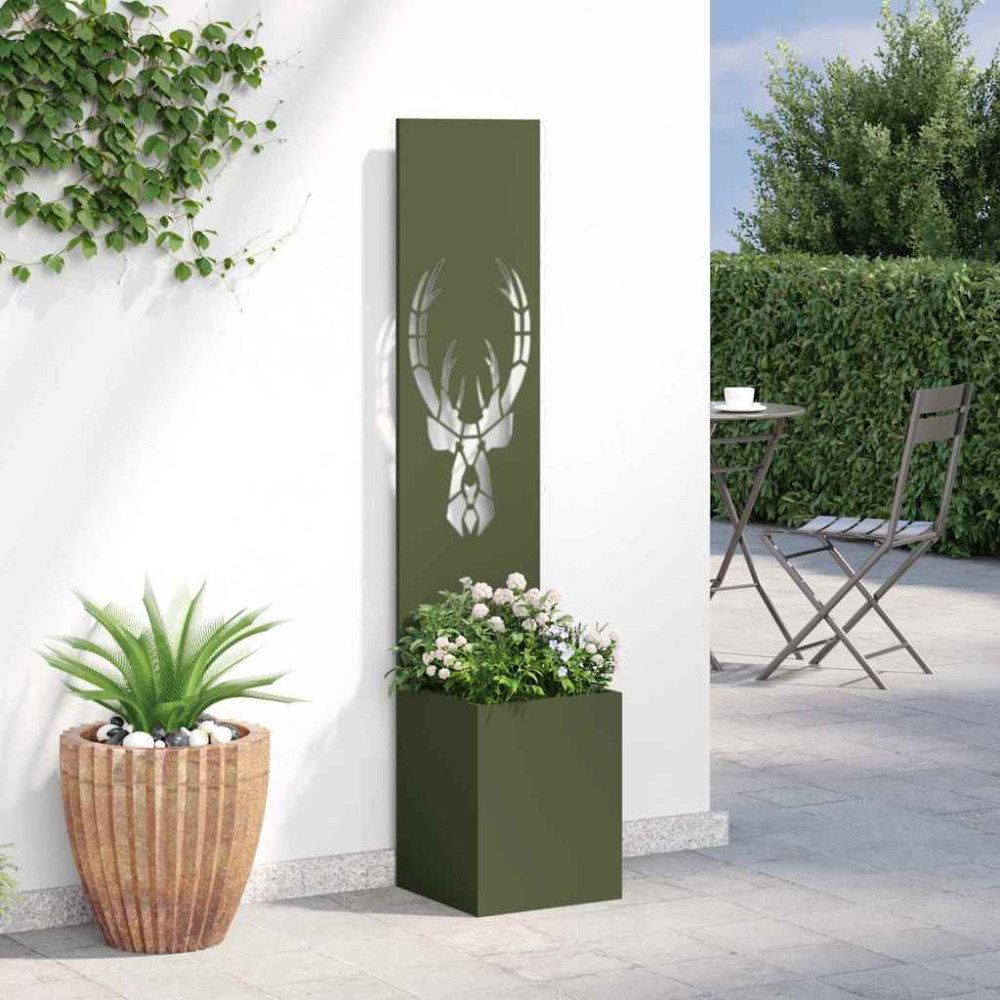 Produktbild för Trädgårds integritetsskärm Djurtryck Olivgrön 32 x 32 x 150 cm