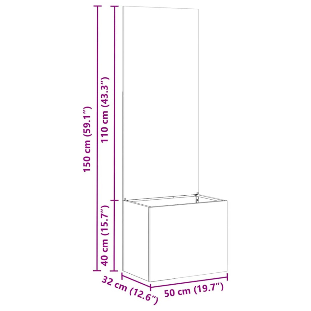 Produktbild för Trädgårds integritetsskärm Rostig 50 x 32 x 150 cm cortenstål