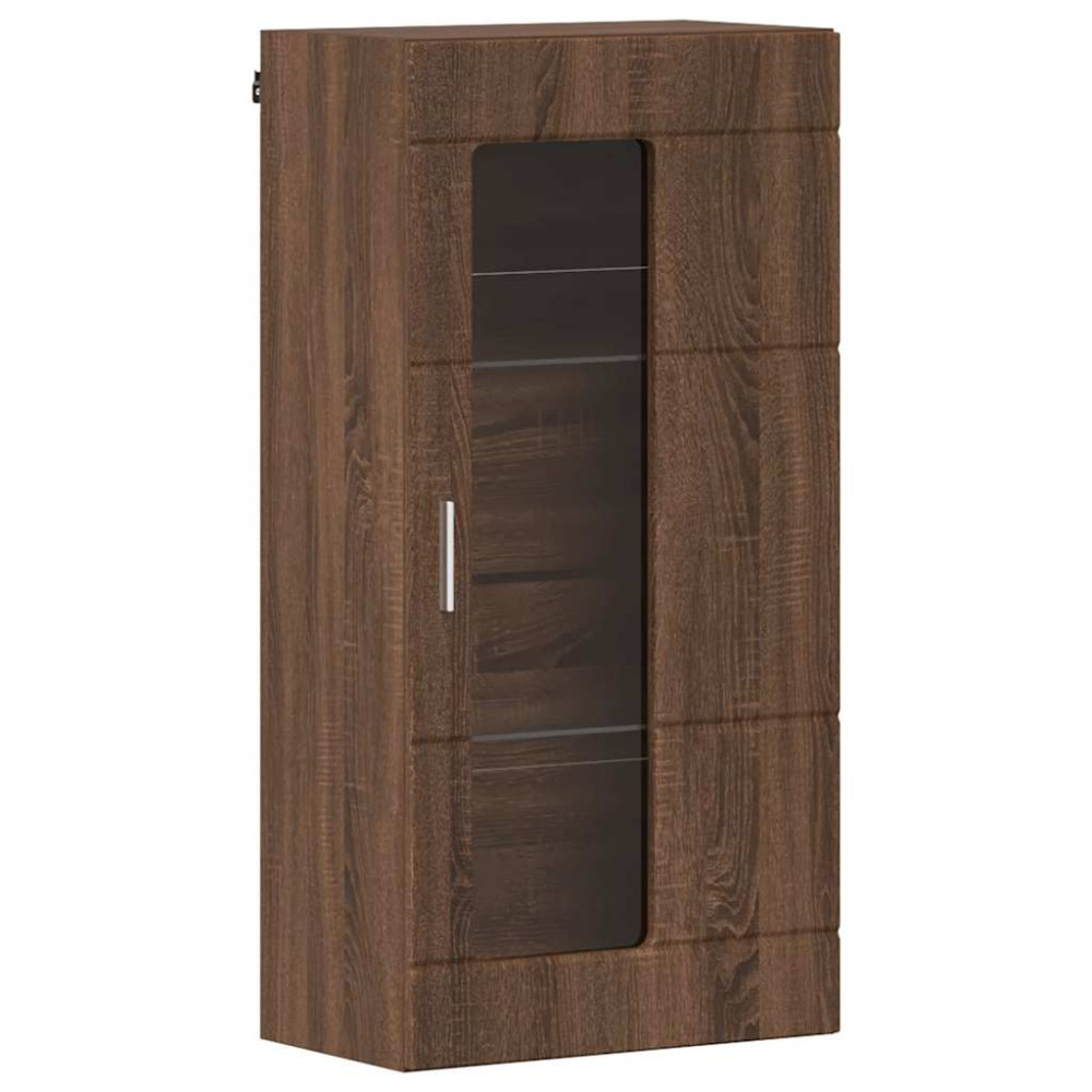 Produktbild för Träskåp med lagring Brun Ek 50 x 29 x 100 cm Konstruerat trä