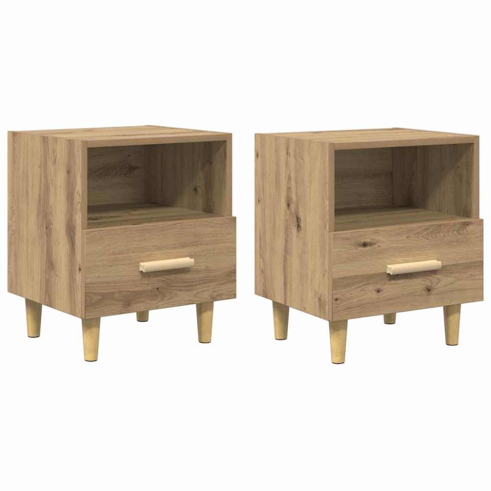 Produktbild för Nattduksbord 2 pcs Artisan Ek 40 x 35 x 47 cm Konstruerat trä