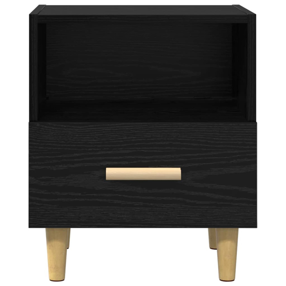 Produktbild för Nattduksbord med låda Svart Ek 40 x 35 x 47 cm Konstruerat trä