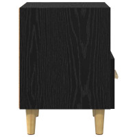 Produktbild för Nattduksbord med låda Svart Ek 40 x 35 x 47 cm Konstruerat trä