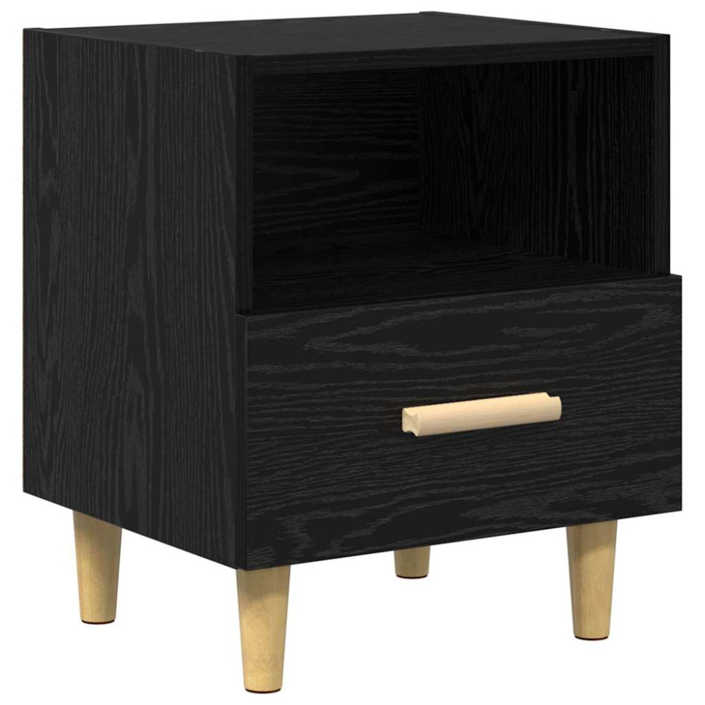 Produktbild för Nattduksbord 2 pcs Svart Ek 40 x 35 x 47 cm Konstruerat trä