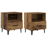 Produktbild för Nattduksbord med låda 2 pcs Gammalt trä 40 x 35 x 47.5 cm