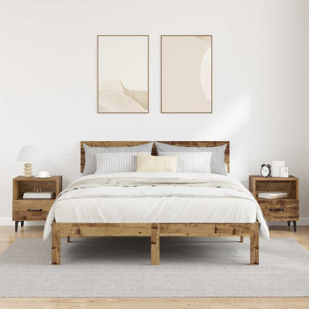 Produktbild för Nattduksbord med låda 2 pcs Gammalt trä 40 x 35 x 47.5 cm