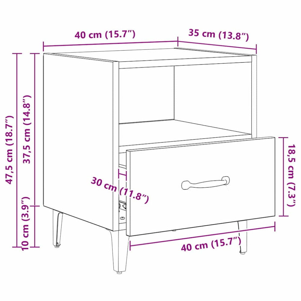 Produktbild för Nattduksbord Artisan Ek 40 x 35 x 47,5 cm Konstruerat trä