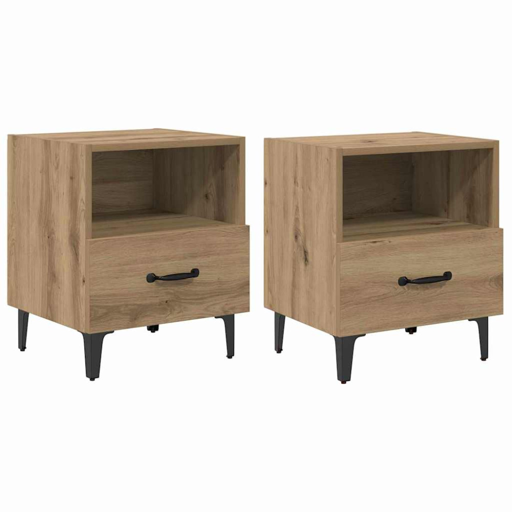 Produktbild för Nattduksbord 2 pcs Artisan Ek 40 x 35 x 47,5 cm Konstruerat trä
