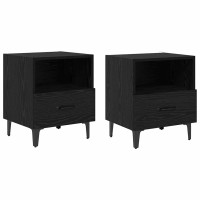 Produktbild för Nattduksbord 2 pcs Svart ek 40 x 35 x 47.5 cm Konstruerat trä
