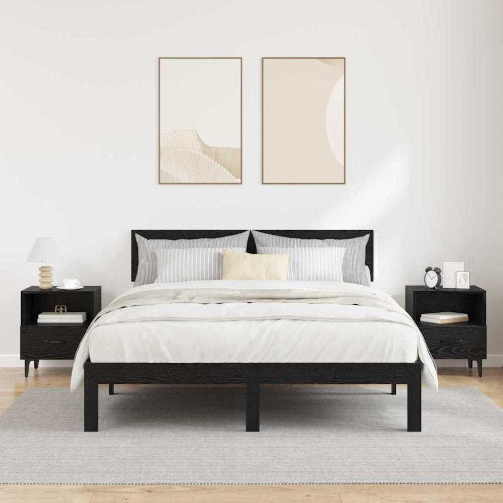 Produktbild för Nattduksbord 2 pcs Svart ek 40 x 35 x 47.5 cm Konstruerat trä