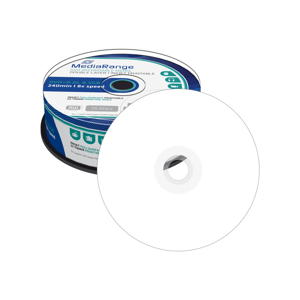 Produktbild för MediaRange - DVD+R DL x 25 - 8.5 GB - lagringsmedier