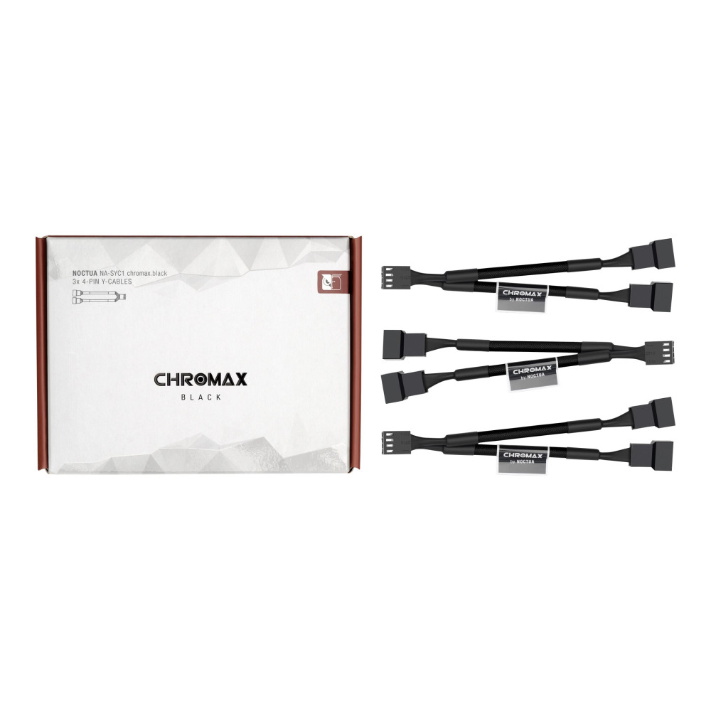 Produktbild för Noctua NA-SYC1 chromax.black - strömkabel till fläkt - 4-stifts PWM till 4-stifts PWM - 11.5 cm