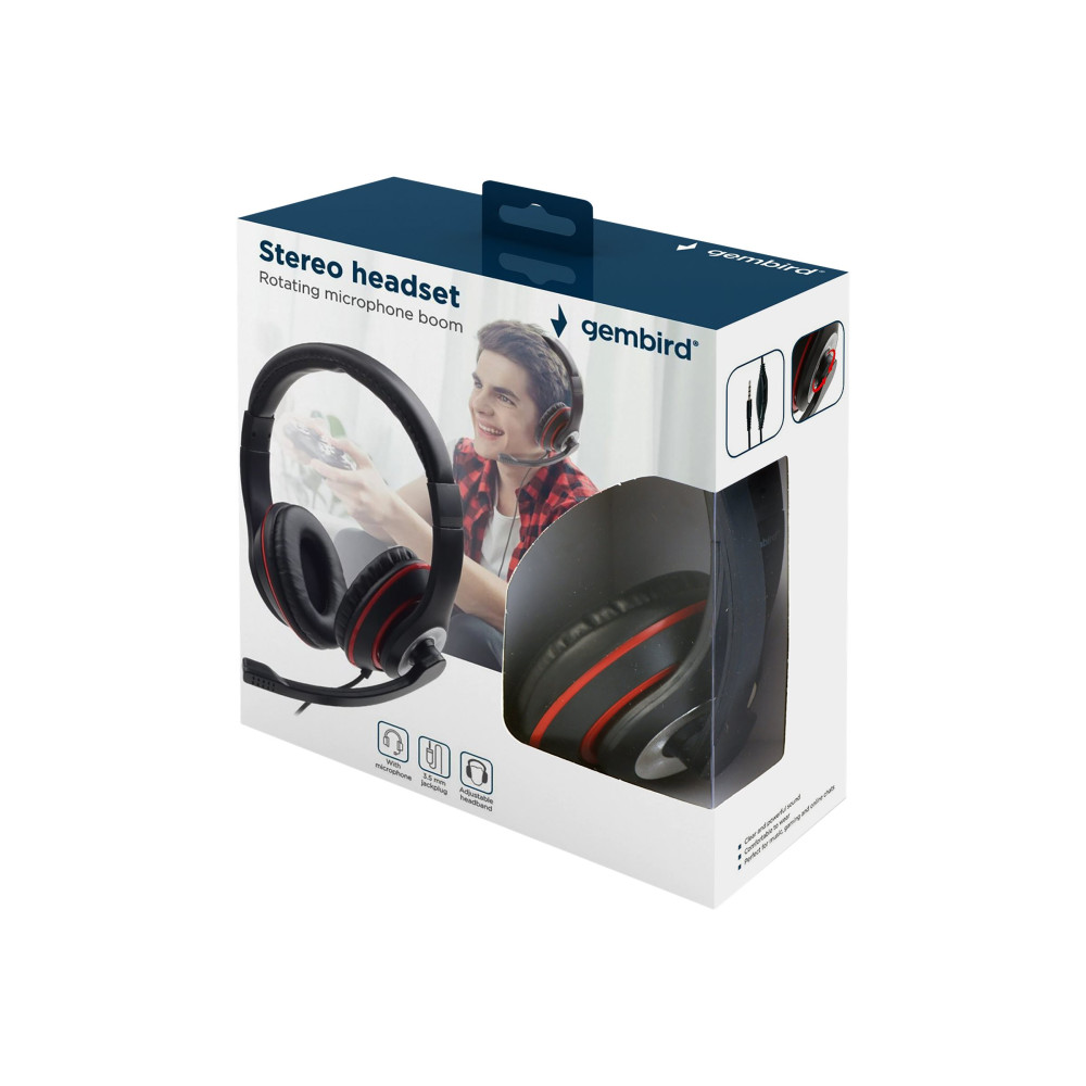 Produktbild för Gembird MHS-03-BKRD - headset - 3,5 mm kontakt