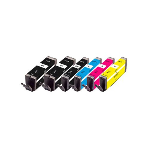Peach Peach Spar Pack Plus - 6-pack - svart, gul, cyan, magenta - kompatibel - återanvänd - bläcktank (alternativ för: Canon CLI-571, Canon PGI-570)
