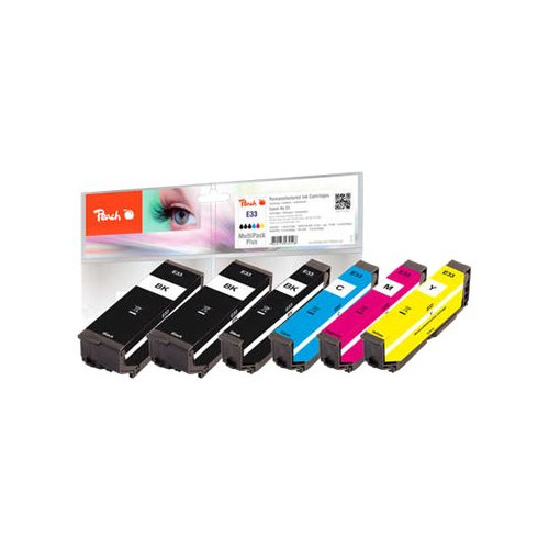 Peach Peach Multi Pack Plus - 6-pack - svart, gul, cyan, magenta - kompatibel - bläckpatron (alternativ för: Epson 33)