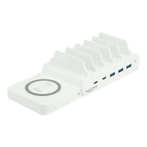 DeLOCK Delock USB and Wireless Charger laddningsstation - + växelströmsadapter - 3 x USB typ A, 2 x USB-C - 110 watt
