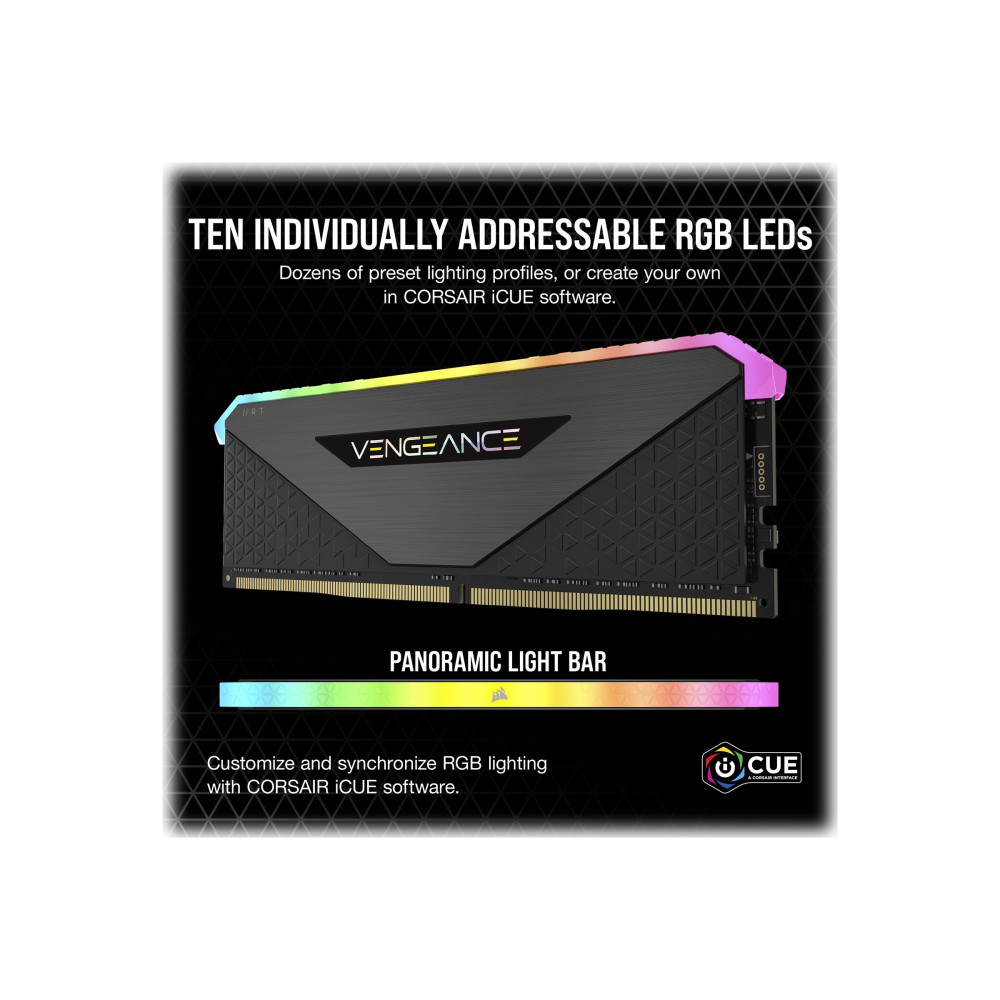 Produktbild för CORSAIR Vengeance RGB RT - DDR4 - sats - 16 GB: 2 x 8 GB - DIMM 288-pin / PC4-25600 - ej buffrad