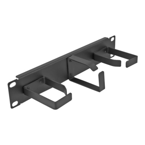 DeLOCK Delock panel för kabelhantering - 1U - 10" - with 3 metal hooks (2 x horizontal, 1 x vertical)