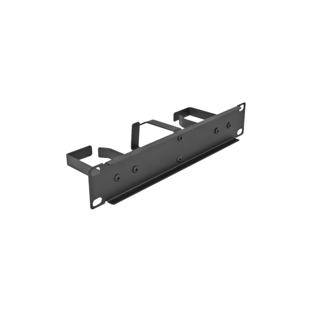 Produktbild för Delock panel för kabelhantering - 1U - 10" - with 3 metal hooks (2 x horizontal, 1 x vertical)