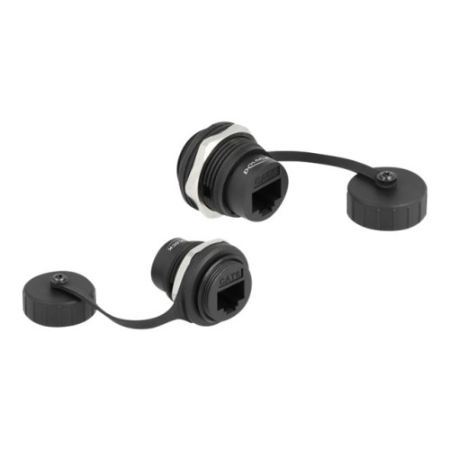 DeLOCK Delock - snäppbar modul - CAT6 with protective dust cap IP67 dust and waterproof - 1 nätverksuttag - svart