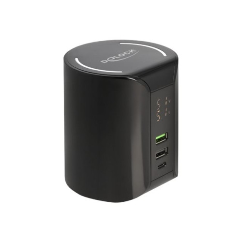 DeLOCK Delock trådlöst laddningsstativ/nätadapter - 2 x USB, USB-C - 58 Watt